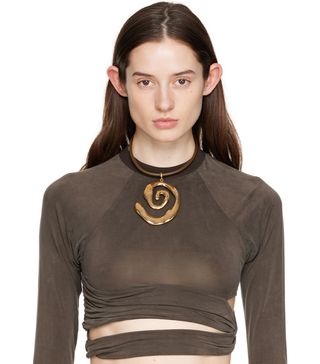 Jacquemus + Brown Leather 'Le Collier Turbi' Necklace