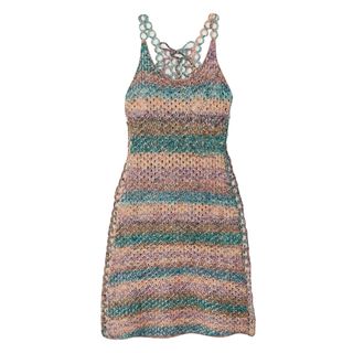Chloé + Embellished Striped Crocheted Wool Mini Dress