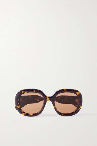 Chloé Eyewear + + Net Sustain Gayia Oversized Round-Frame Tortoiseshell Recycled-Acetate Sunglasses