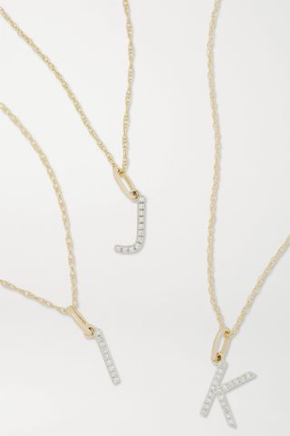 Stone and Strand + Alphabet 9-Karat Gold Diamond Necklace