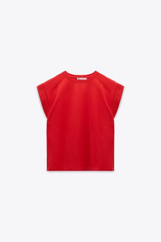 Zara + Rib Cotton T-Shirt