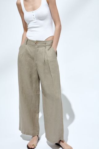 Zara + Wide Leg Linen Pant