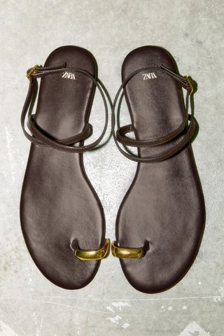 Zara + Metal Ring Leather Sandals