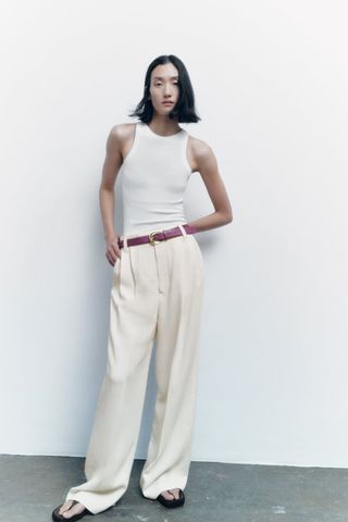 Zara + Linen Pants With Darts