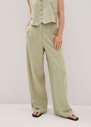Mango + Pinstripe Linen Trousers