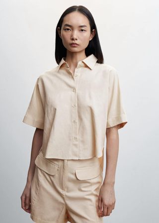 Mango + Linen-Blend Short-Sleeve Shirt