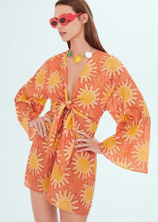 Mango + Printed Dress With Knot Detail