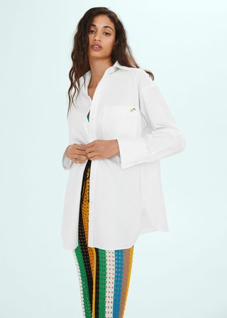 Mango + Oversize Shirt With Embroidered Detail
