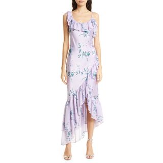 Cinq À Sept + Kersti Floral Print Asymmetric Silk Dress