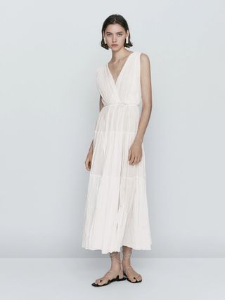 Massimo Dutti + Pleated Dress With Drawstring