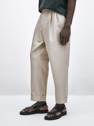 Massimo Dutti + Relaxed Fit Double Darted Twill Trousers - Studio