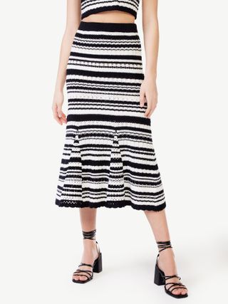 Scoop + Crochet Stripe Midi Skirt