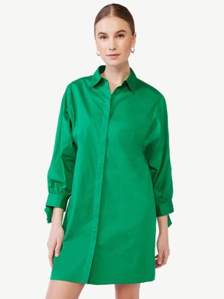 Scoop + Shirt Dress With Volume Sleeves