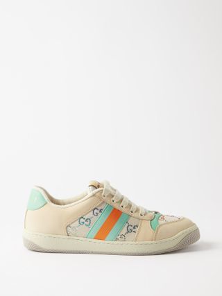 Gucci + Screener GG-Logo Leather and Mesh Trainers