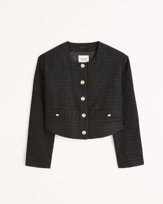 Abercrombie & Fitch + Collarless Tweed Jacket