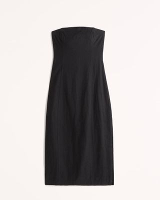 Abercrombie & Fitch + Strapless Linen-Blend Midi Dress