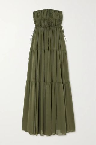 Matteau + Tiered Shirred Silk Maxi Dress