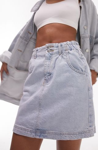 Topshop + Paperbag Denim Miniskirt