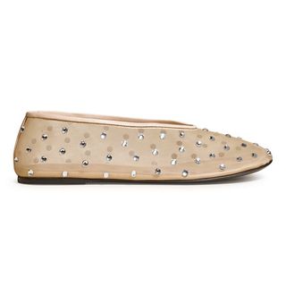 Khaite + Marcy Crystal-Embellished Mesh Flats