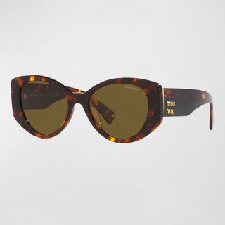 Miu Miu + Two-Tone Logo Acetate Cat-Eye Sunglasses