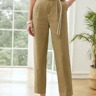 Motf + Pure Linen Belted Dress Pants