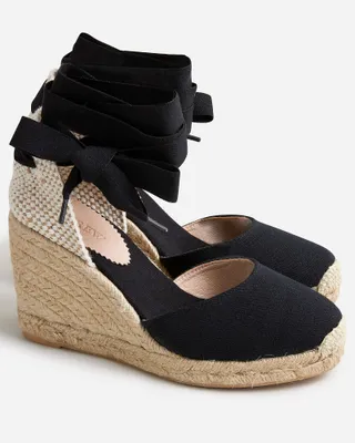 J.Crew + Made-in-Spain Lace-Up High-Heel Espadrilles