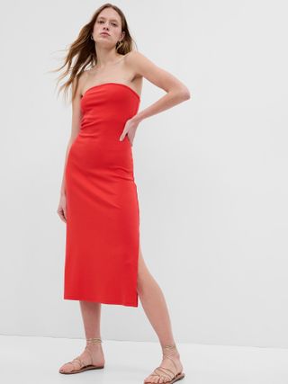 Gap + Modern Strapless Split-Hem Midi Dress