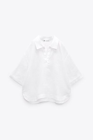 Zara + Polo Collar Linen Blouse