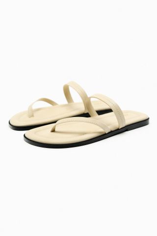 Zara + Asymmetric Leather Slide Sandals