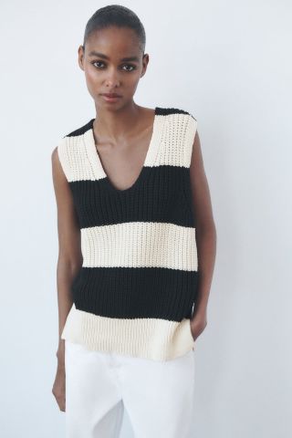 Zara + Striped Knit Vest