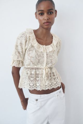 Zara + Lace Knit Top