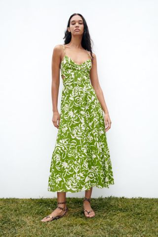 Zara + Cut Out Printed Midi Dress