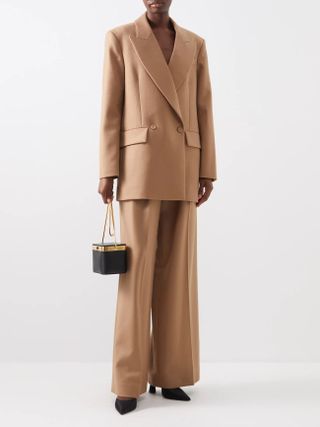 Emilia Wickstead + Mallory Oversized Double-Breasted Wool Suit Jacket