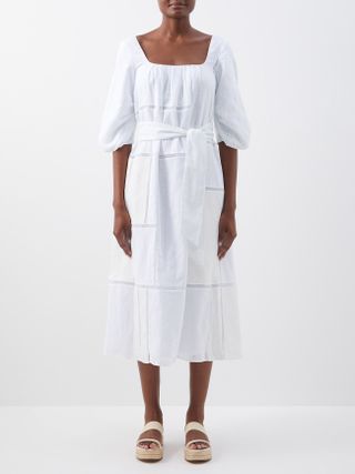 Gabriela Hearst + Daphine Patchwork Cotton-Gauze Midi Dress