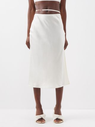 Jacquemus + Notte Side-Slit Satin Skirt