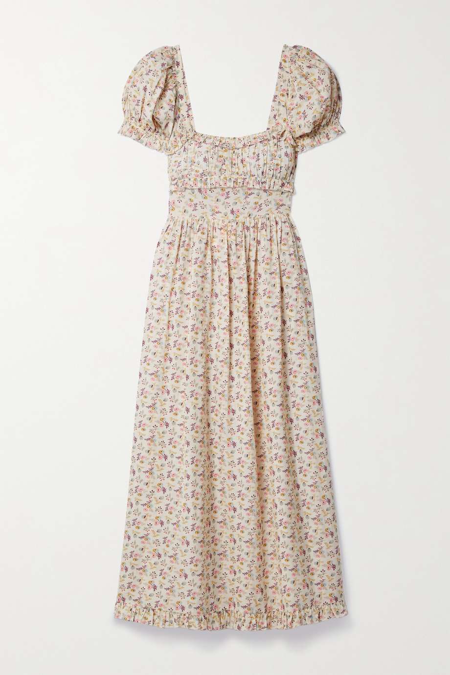 Dôen + Gia Ruffled Floral-Print Organic Cotton-Blend Voile Midi Dress