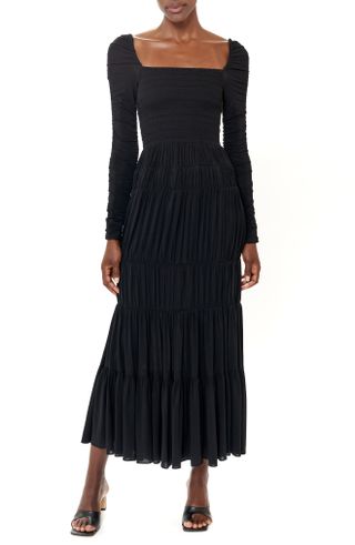 La Ligne + Mary Alice Ruched Long Sleeve Tiered Maxi Dress