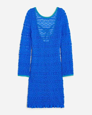 J.Crew + Limited-Edition Open-Back Lace Mini Sweater-Dress