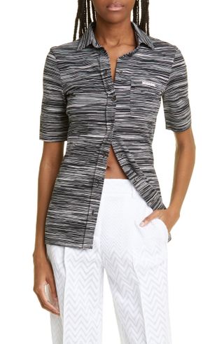Missoni + Space Dye Knit Button-Up Short Sleeve Shirt