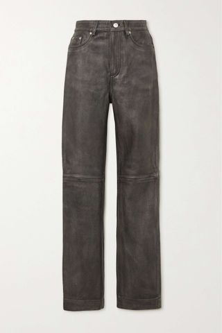 Remain Birger Christensen + Distressed Textured-Leather Straight-Leg Pants