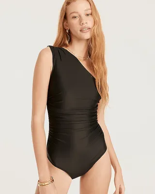 J.Crew + Ruched One-Shoulder One-Piece