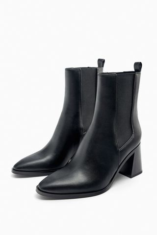 Zara + Geometric Heel Ankle Boots