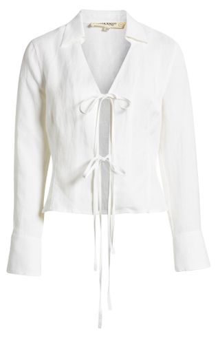 BlankNYC + Tie Front Linen Blend Shirt
