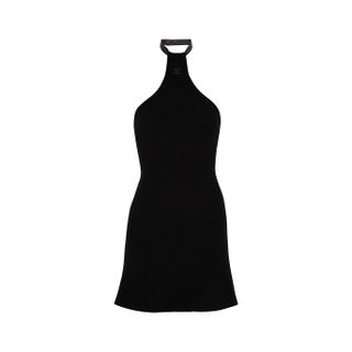 Courrèges + Logo Halterneck Ribbed-Knit Mini Dress