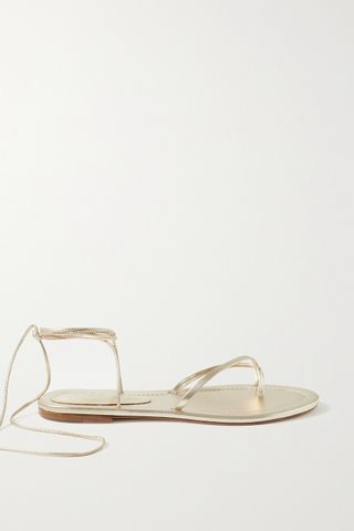 Porte & Paire + Metallic Leather Sandals