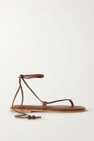 A Emery + Finch Bead-Embellished Leather Sandals