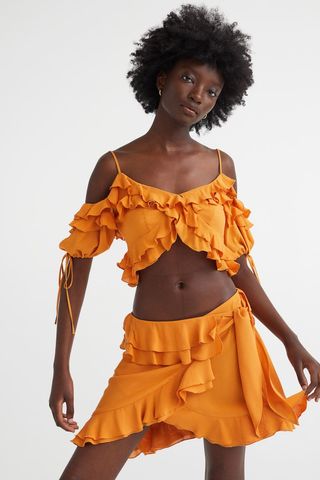 H&M + Flounced Wrap-Front Skirt