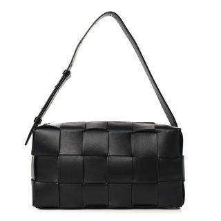 Bottega Veneta + Lambskin Maxi Intrecciato Brick Cassette Bag Black