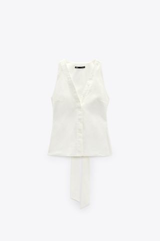 Zara + Linen-Blend Halter Top