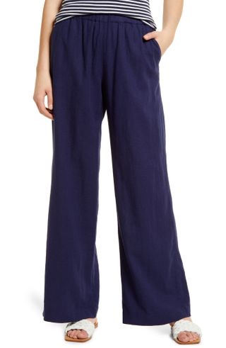 Caslon + Wide Leg Pull-On Linen Blend Pants